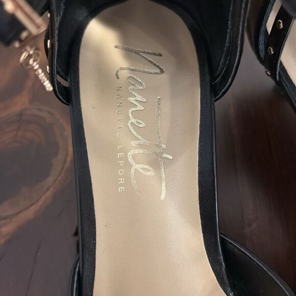 Nanette Lepore Black Kitten Heel Pumps with Gold Studs Size 6 - Picture 7 of 9